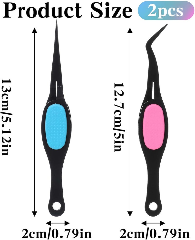 Ymapinc 2PCS Stainless Steel Reverse Tweezers for Crafts, False Eyelashes Precision Jewelry Tweezers for Stickers, Beading Bracelet Making Art - Image 2